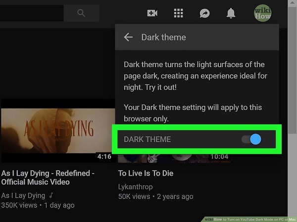 how to turn on dark mode